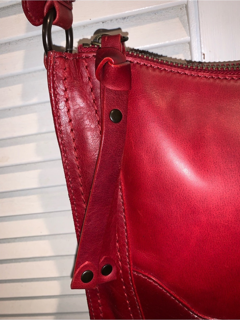 Frye Melissa Genuine Leather crossbody Purse Red - Picture 3 of 11